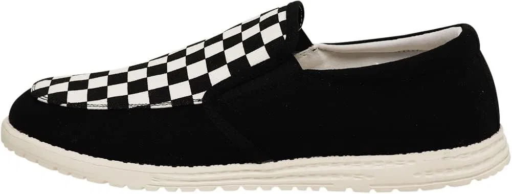 Лоферы NORTY Men's Grey Low Ankle Chukka Loafers, Black Checker — фото 3