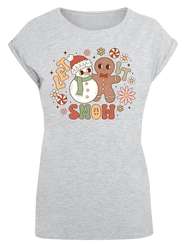 

Футболка F4NT4STIC T-Shirt Let It Snow Weihnachten Gingerbread, пятнистый серый