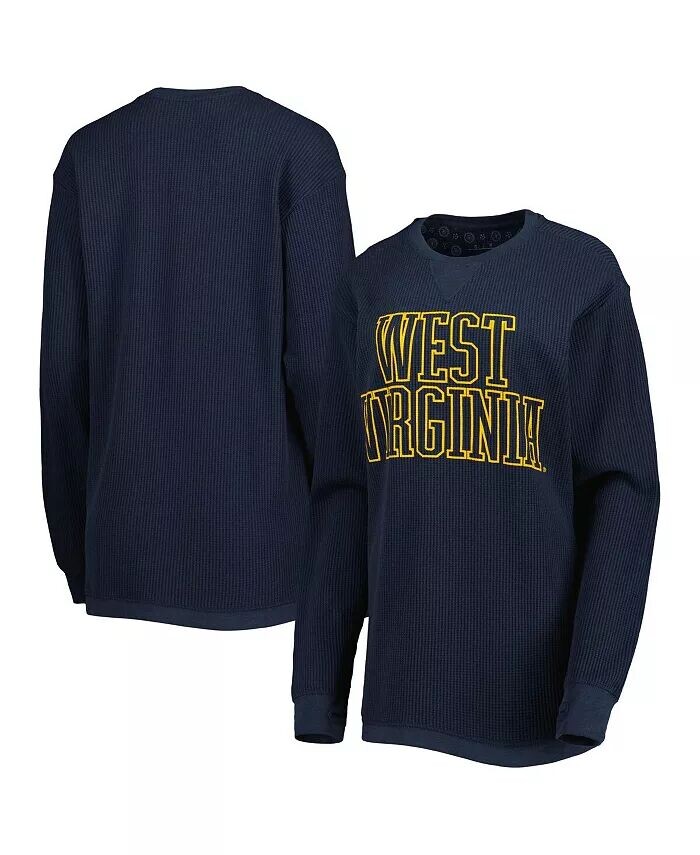 

Женская темно-синяя футболка West Virginia Mountaineers Surf размера плюс Southlawn вафельной вязки, термостойкая футболка с длинными рукавами и длинными рукавами Pressbox