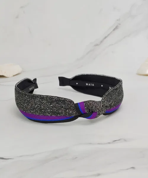 Повязка на голову Shining Striping Headband - темно-синяя — фото 2