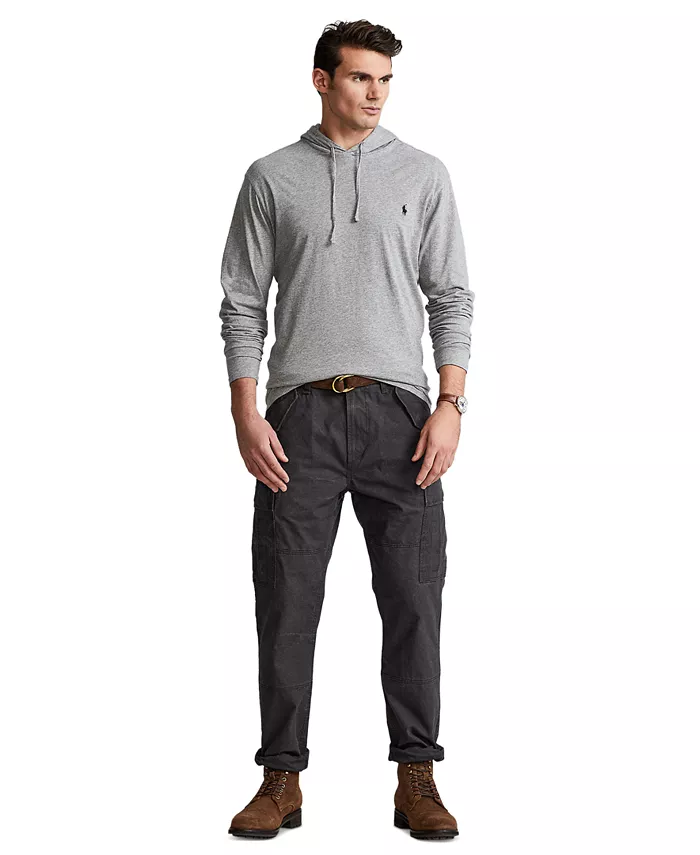 Мужская толстовка с капюшоном Big & Tall из джерси Polo Ralph Lauren, серый — фото 2