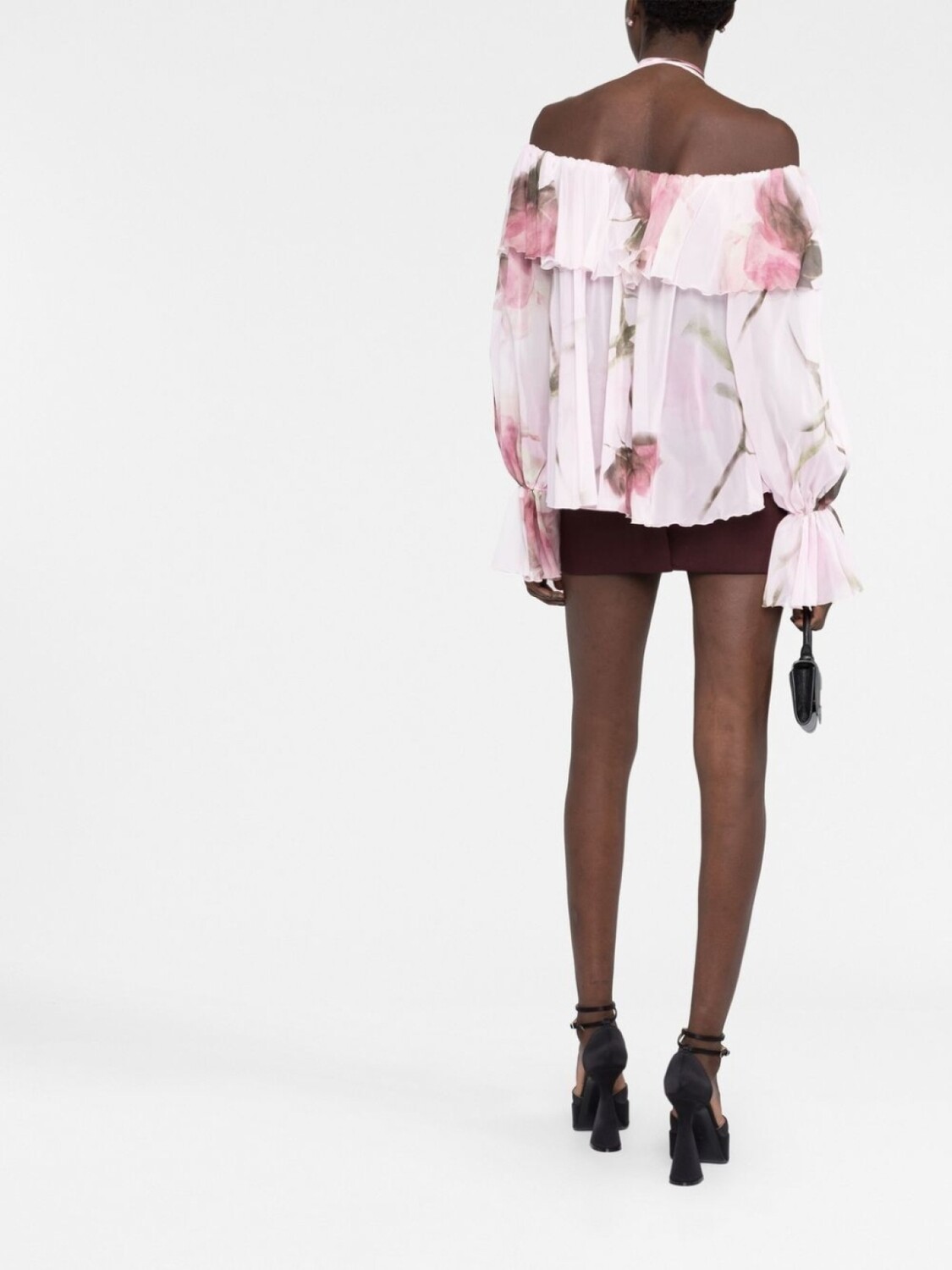 Blumarine блузка с цветочным принтом и оборками, розовый — фото 4