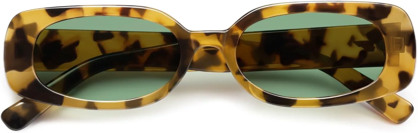 

Солнцезащитные очки VANLINKER Retro Rectangle Polarized для женщин, модные, в стиле 90-х, винтажная узкая прямоугольная оправа VL9848, C3-yellow Leopard/Light Green