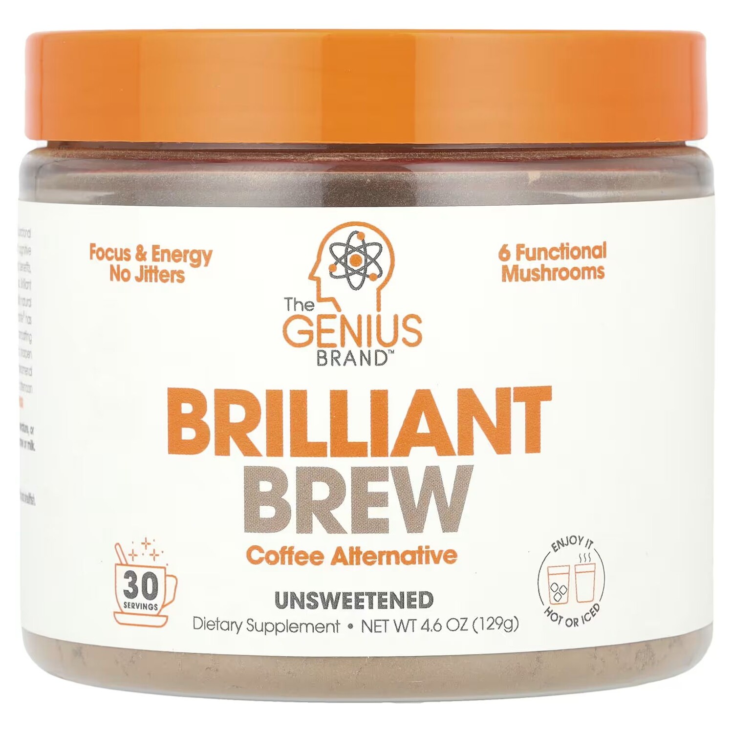 

Brilliant Brew, альтернатива кофе, несладкий, 4,6 унции (129 г) The Genius Brand
