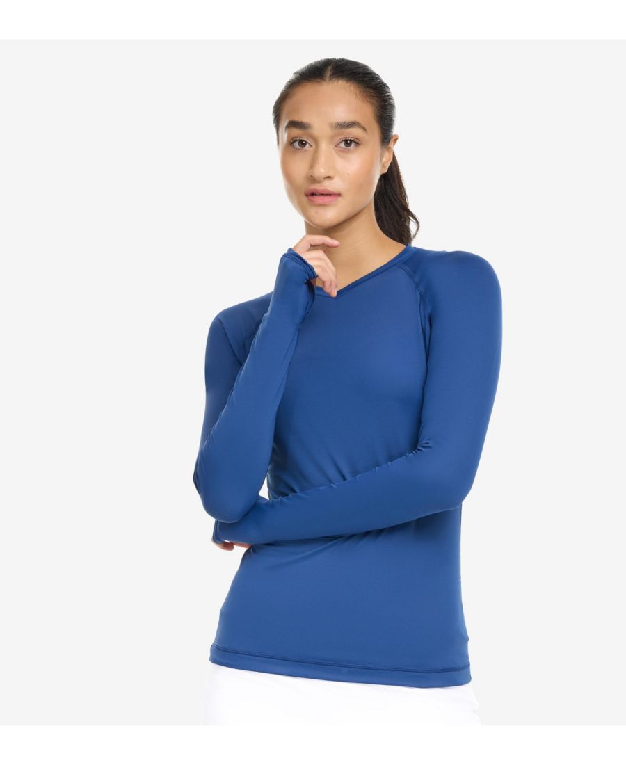 

Женская спортивная футболка с V-образным вырезом и защитой от солнца UPF 50+ BloqUV, Navy