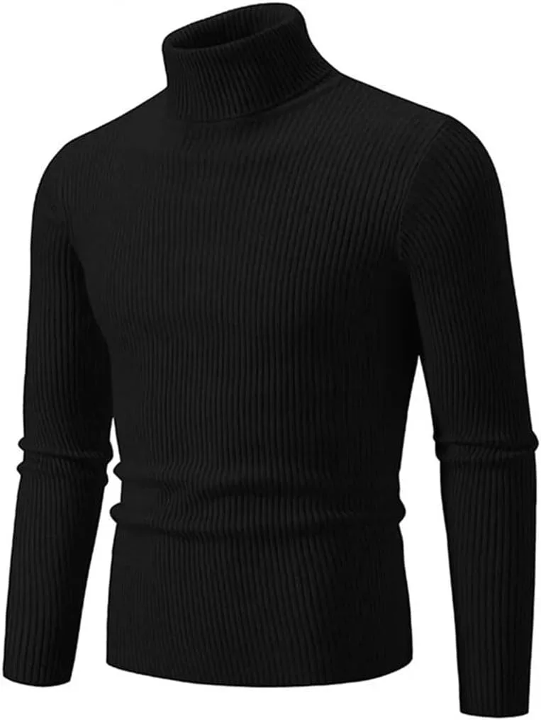 Мужской свитер-пуловер High Elastic Casual, однотонный с полосками, утепленный, Slim Fit — фото 4