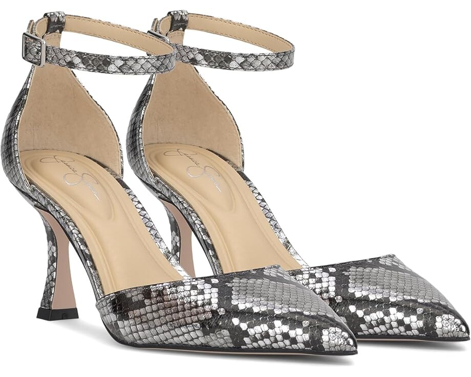 

Туфли Jessica Simpson Foxena Pointed Toe Ankle Strap Pump, цвет Chrome Metallic Snake