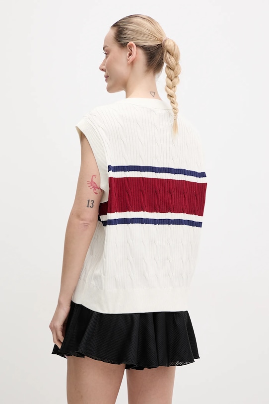 Хлопковая жилетка Adidas Originals Retro Sports Cricket-Inspired, кремовый — фото 3