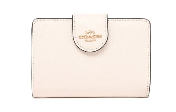 

COACH Кожаный картхолдер с угловой молнией, кошелек Medium Women's White