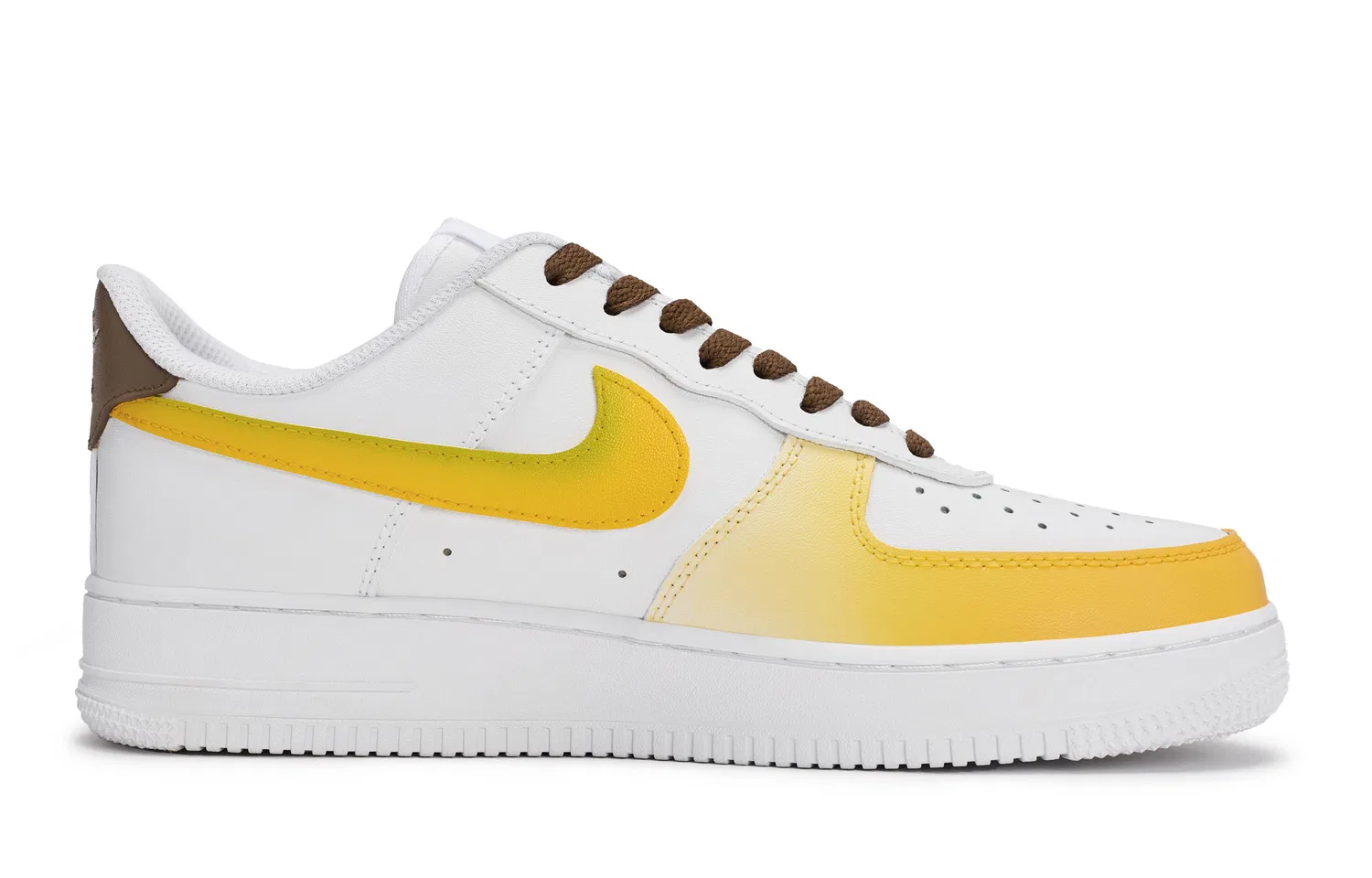 Кроссовки Air Force 1 LE Slip Resistant низкие детские для скейтбординга белые желтые серебристые коричневые унисекс Nike, White Yellow Silver Brown — фото 3