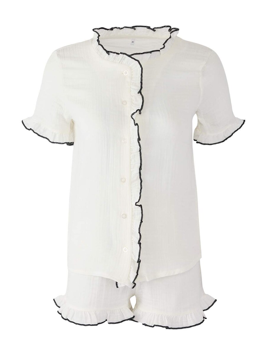 

Короткий пижамный комплект Trendyol, Ecru