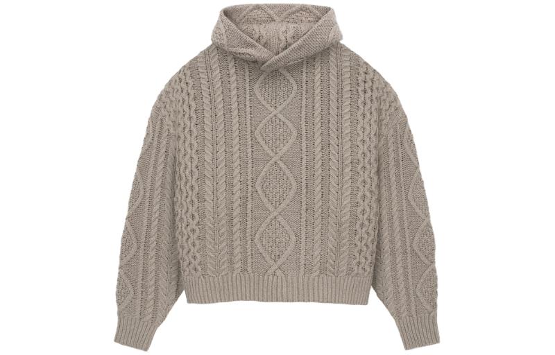 

Аппликация логотипа, толстовка с капюшоном из трикотажной пряжи Fear Of God Essentials, цвет Core Heather