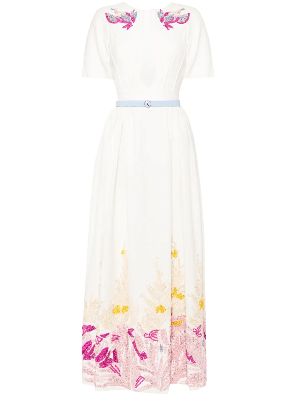 

Платье макси с абстрактным узором и бисером Saiid Kobeisy, белый