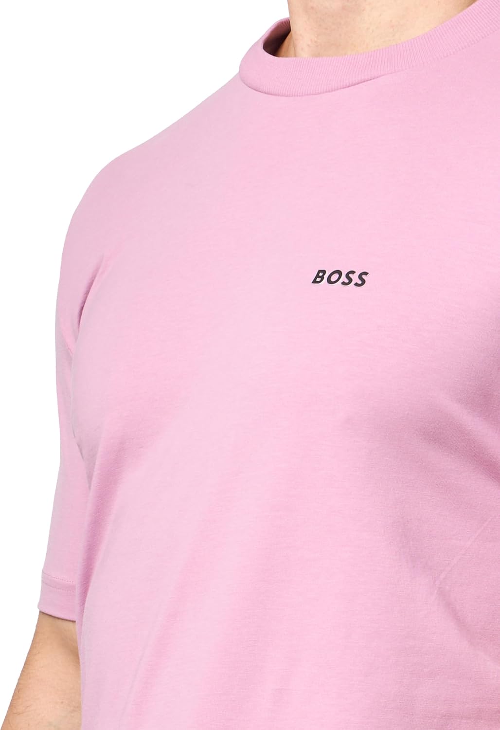 Футболка BOSS Men's Contrast Logo из хлопка и эластичного хлопка, Orchid Haze — фото 3