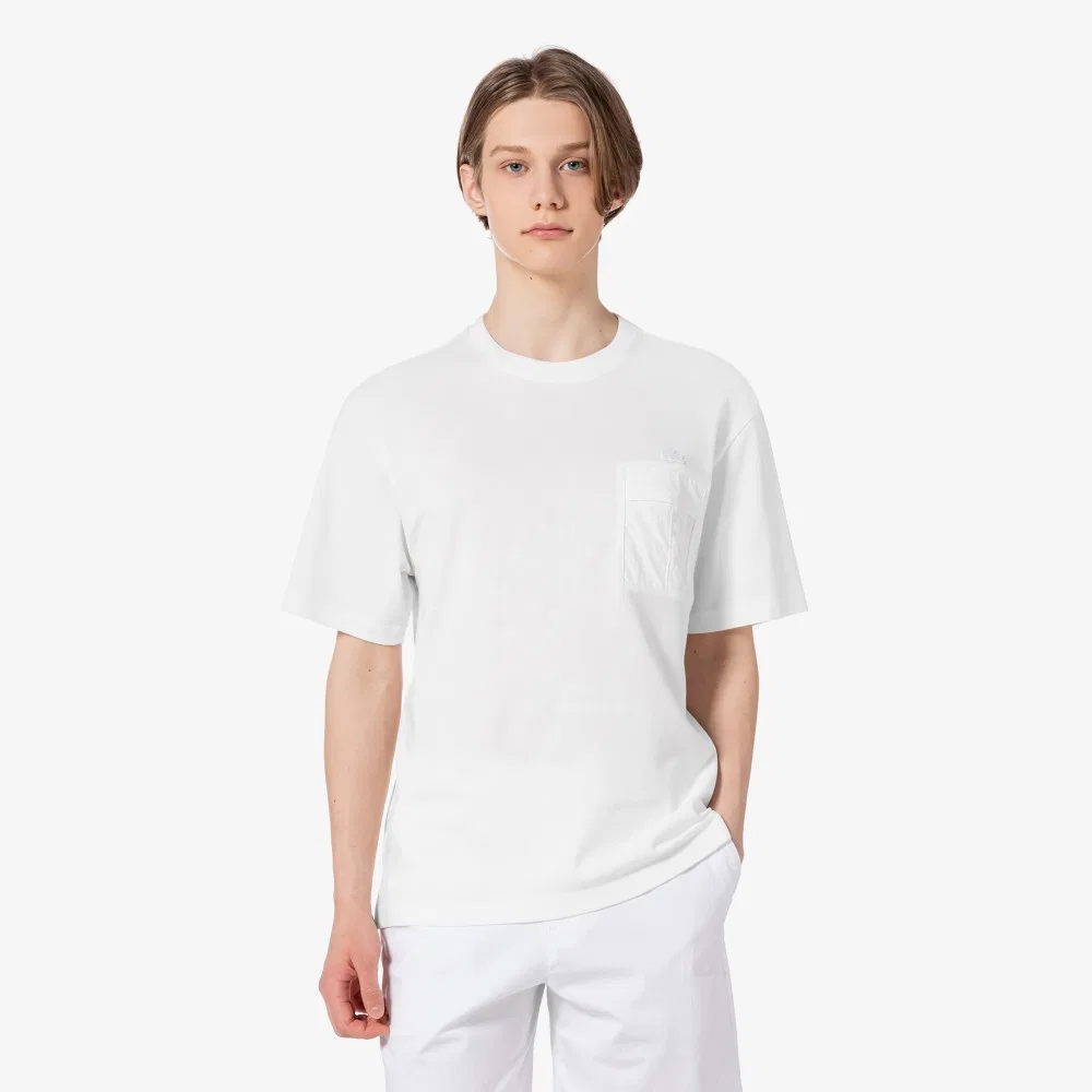 Мужская футболка Lacoste TH258E-55G, с карманом, цвет айвори — фото 3