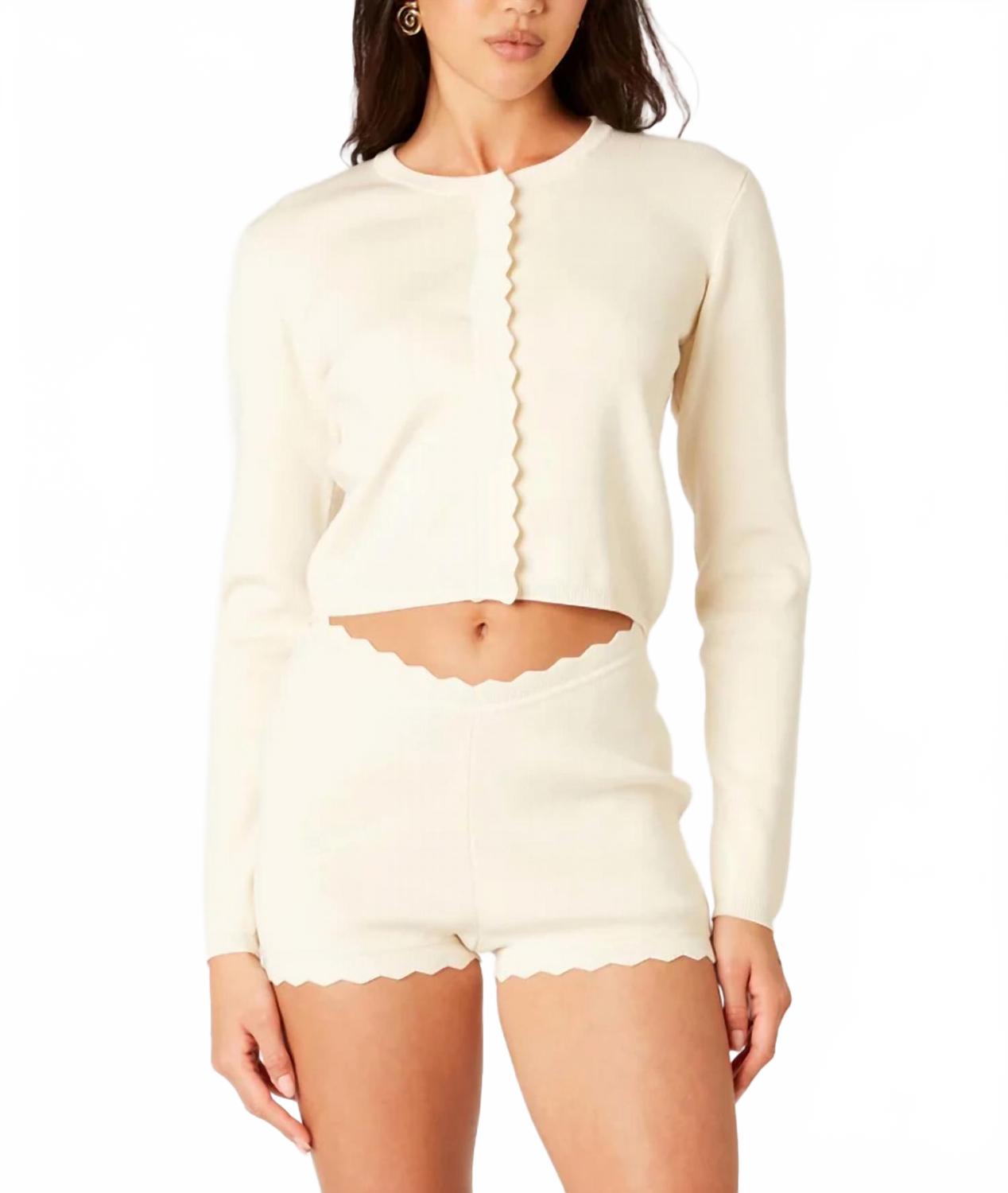 

Кардиган свободного кроя с фестончатым краем на пуговицах, белый Nia, белый