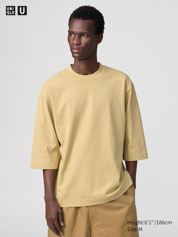 

Футболка с круглым вырезом (рукав 3/4) Uniqlo, желтый