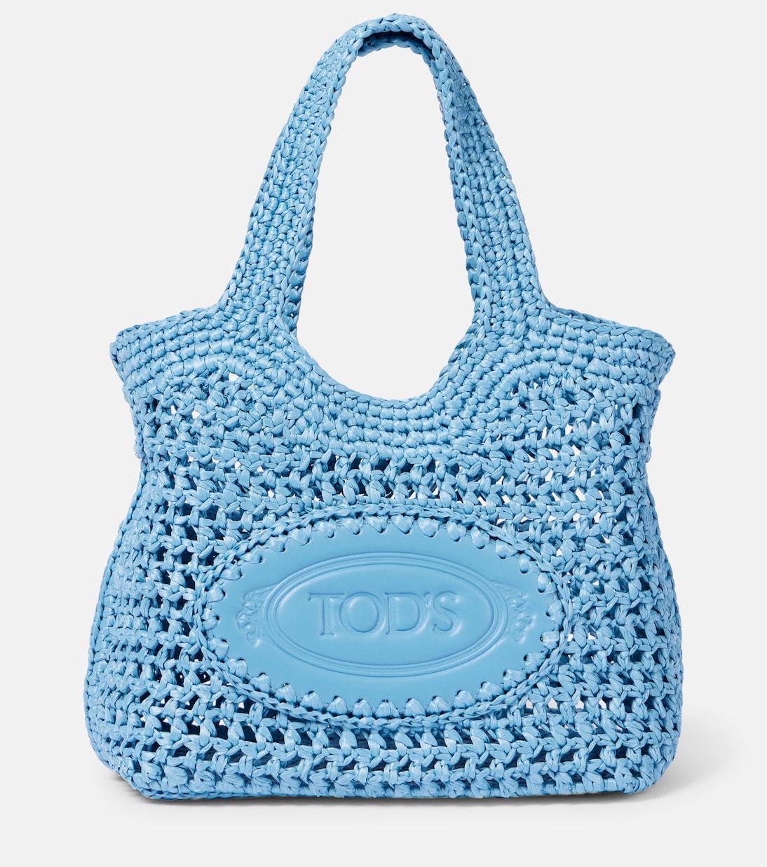 

Сумка-корзинка из рафии с кожаной отделкой Tod's, Azzuro Medio Persian Blue