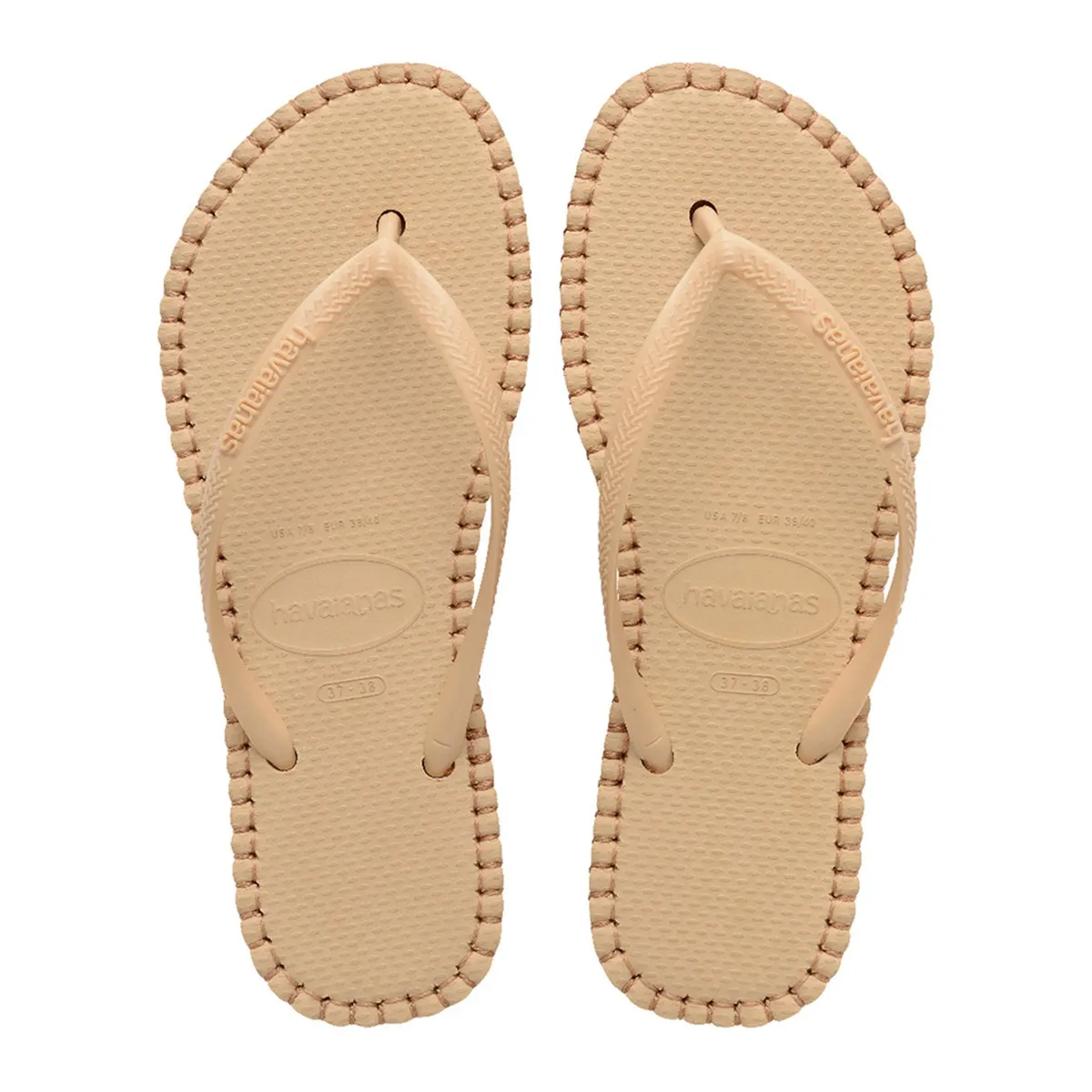 Женские шлепанцы Slim Flatform Loop золотого цвета 412 Havaianas