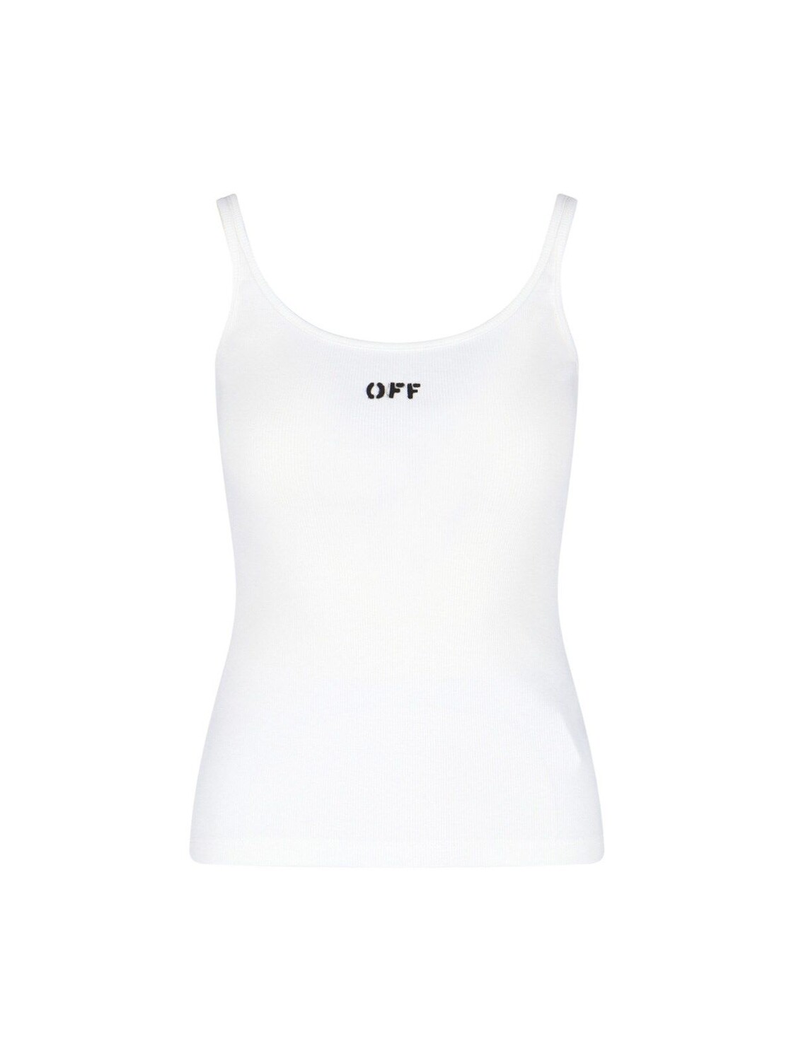

Элегантный топ из белого хлопка в рубчик Off-White