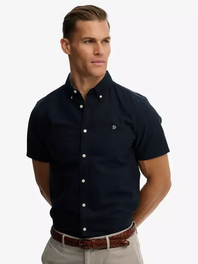 Рубашка с коротким рукавом в стиле преппи Оксфорд Superdry, Eclipse Navy — фото 4