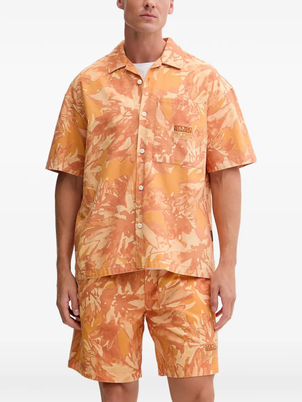

Рубашка с принтом и нагрудным карманом Napapijri, оранжевый