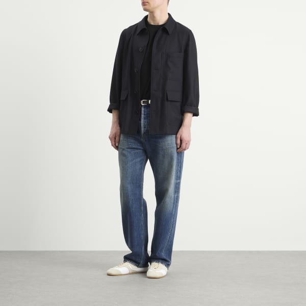 Куртка из камвольной шерсти в тонкую полоску Dries Van Noten, темно-синий — фото 4