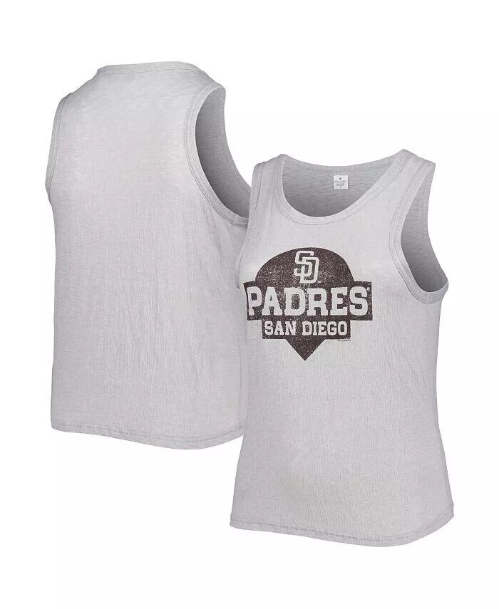 

Женская серая майка San Diego Padres Tri-Blend больших размеров с высоким воротником Soft As A Grape