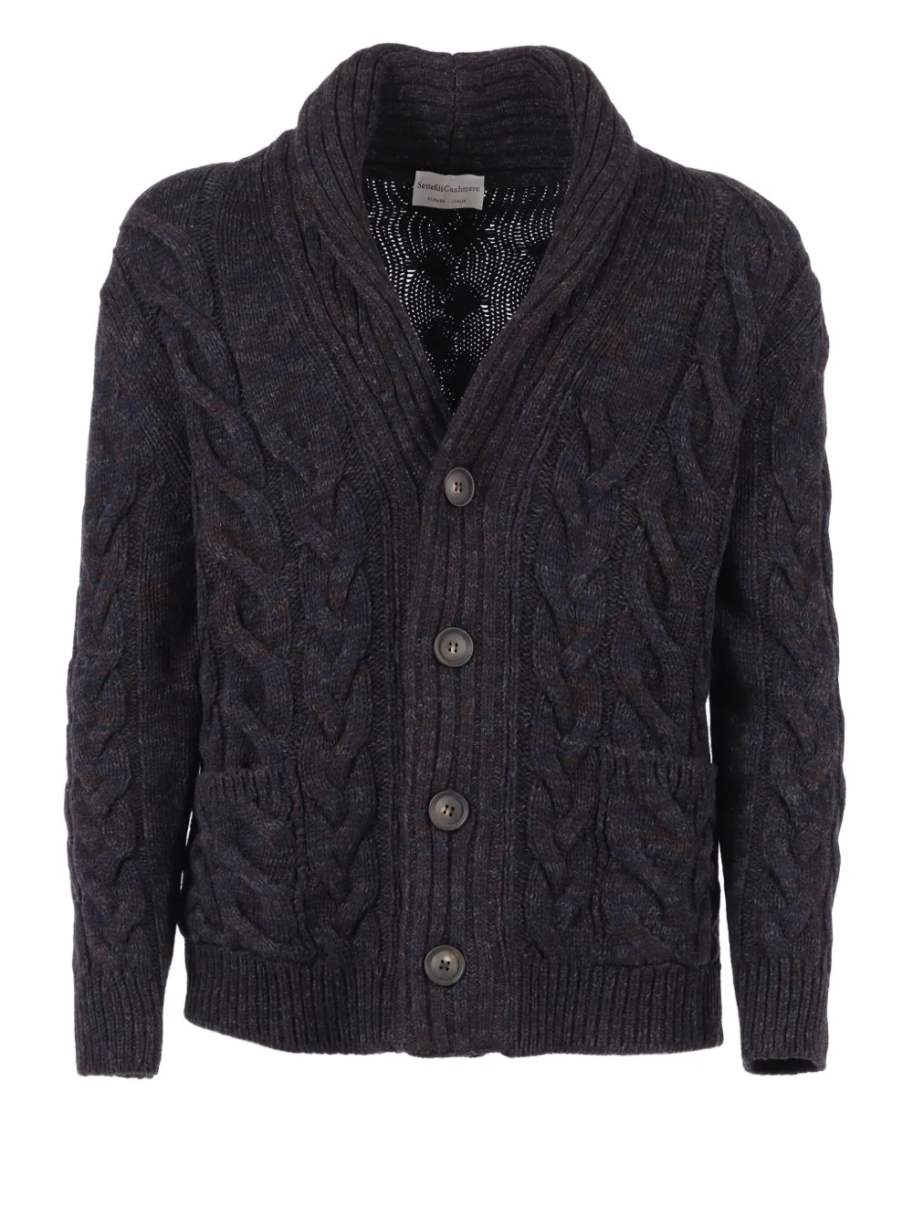 

Кардиган с шалевым воротником и косичным узором Settefili Cashmere, коричневый