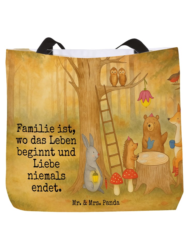 

Mr. & Mrs. Panda Сумка-шоппер с рисунком лесных животных для пикника и надписью, белого цвета