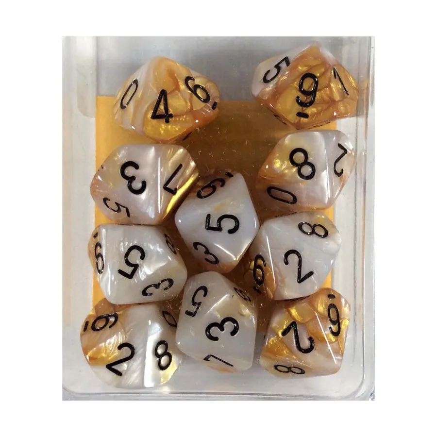

d10 Золотой и белый с черным (10), Dice - Gemini - d10 (Chessex)
