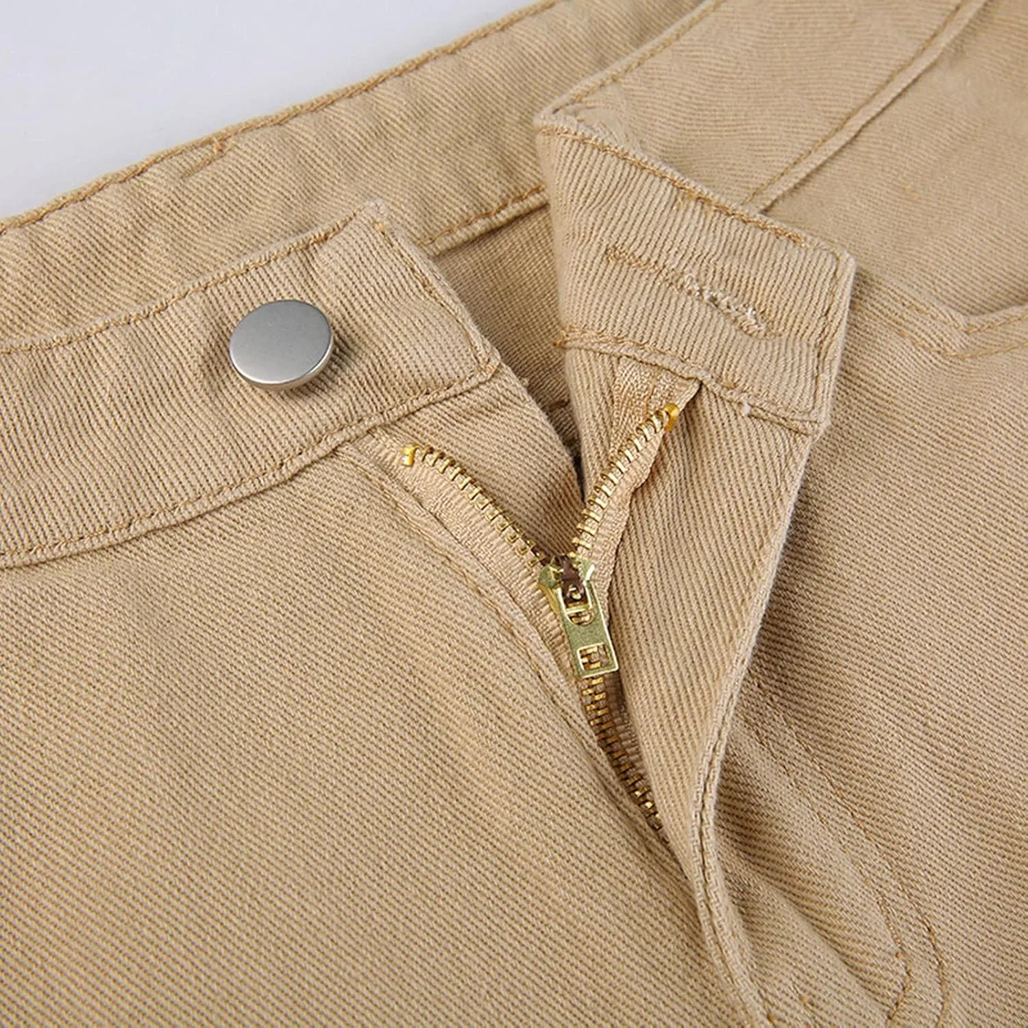 Джинсы свободные, высокие, Beige, Pull On Jeans — фото 4
