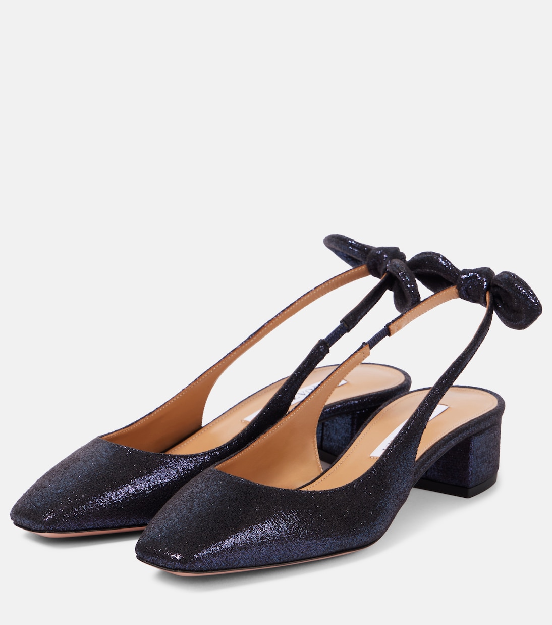 Туфли-лодочки Very Bow 35 с открытой пяткой Aquazzura, Midnight Blue — фото 4