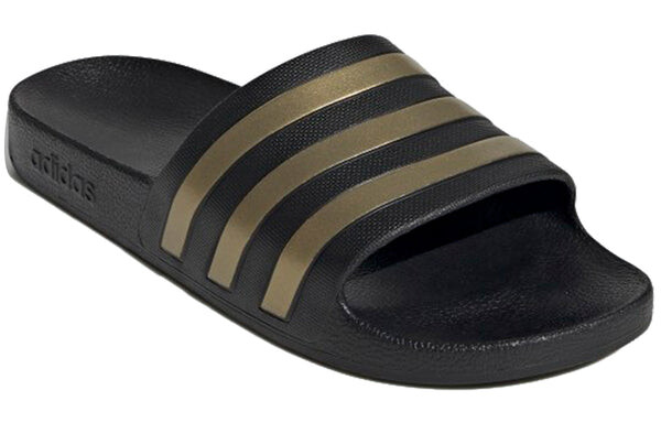 Тапочки adilette aqua slides 'black gold metallic' Adidas, черный — фото 3