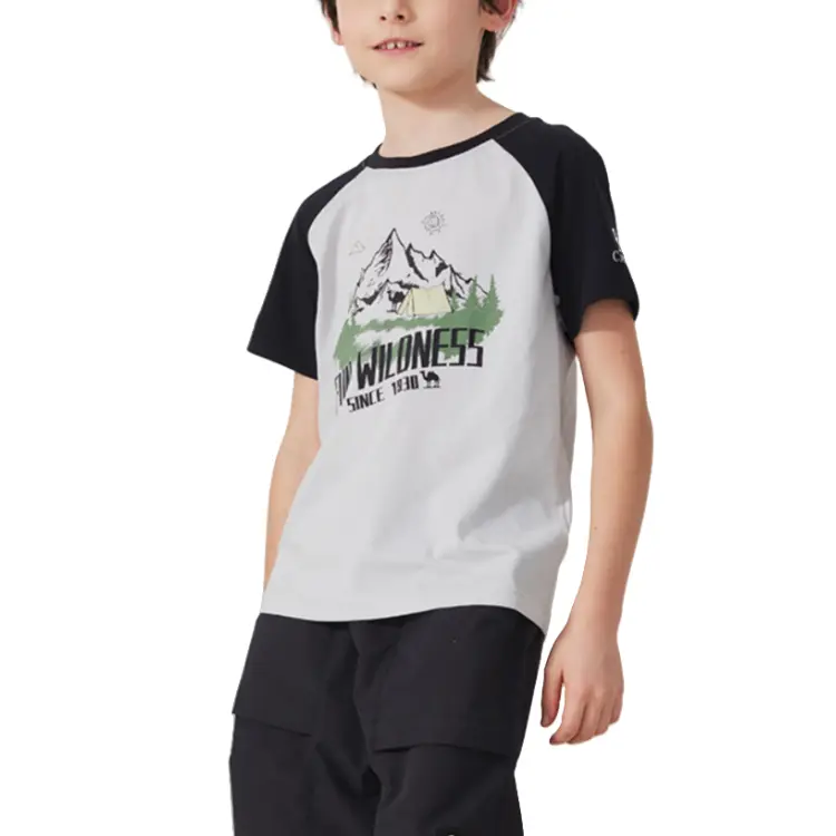 

Футболка детская Crew Neck тонкая CAMEL, glacier серый/phantom черный