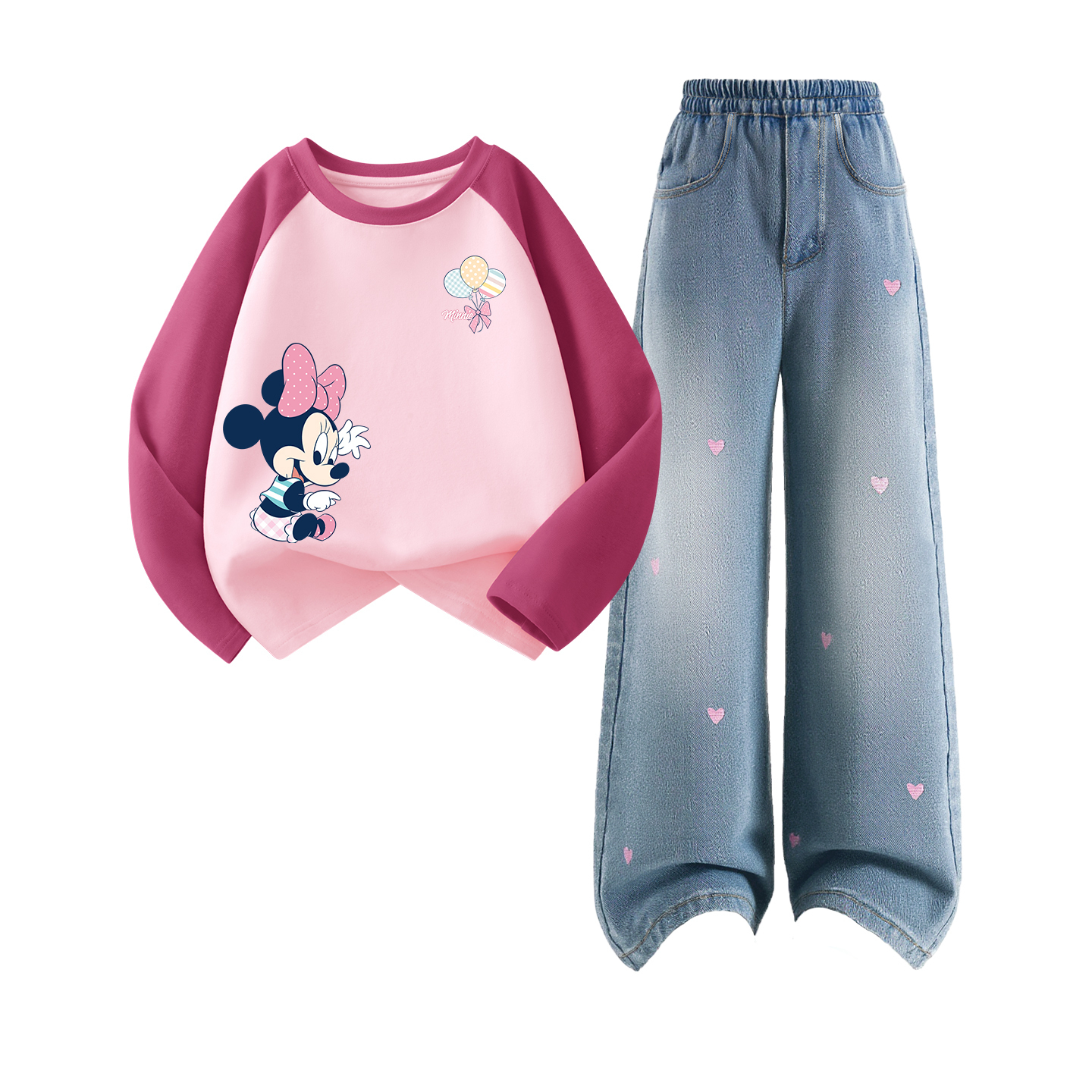 Детская повседневная спортивная одежда Disney, Di Elegant Cherry K Rubber Red+Solid Color Sea Salt Blue — фото 2