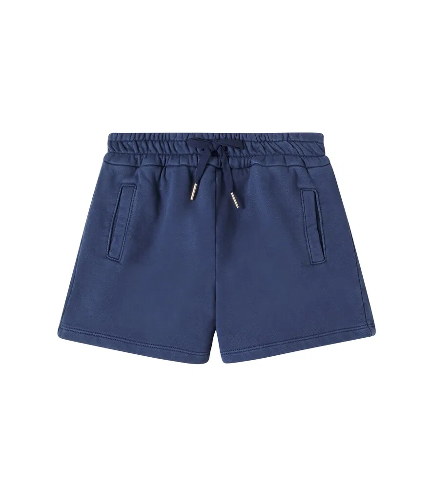 Хлопковые флисовые шорты с логотипом Chloé Kids, синий