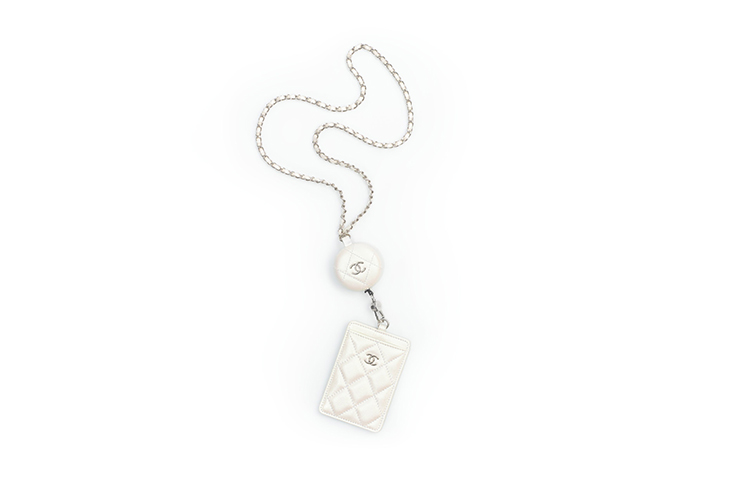 

CHANEL Кожаный мешочек Coco Handle для монет, кулон, кошелек для карт, женский, белый