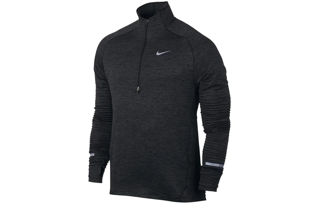 Nike Футболка мужская черная серая с воротником стойкой умеренно прямого кроя — фото 2