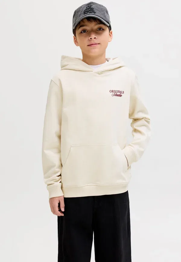 Толстовка с капюшоном Jornorrebro typo back hood sn jnr hoodie Jack & Jones Junior, античный белый — фото 3
