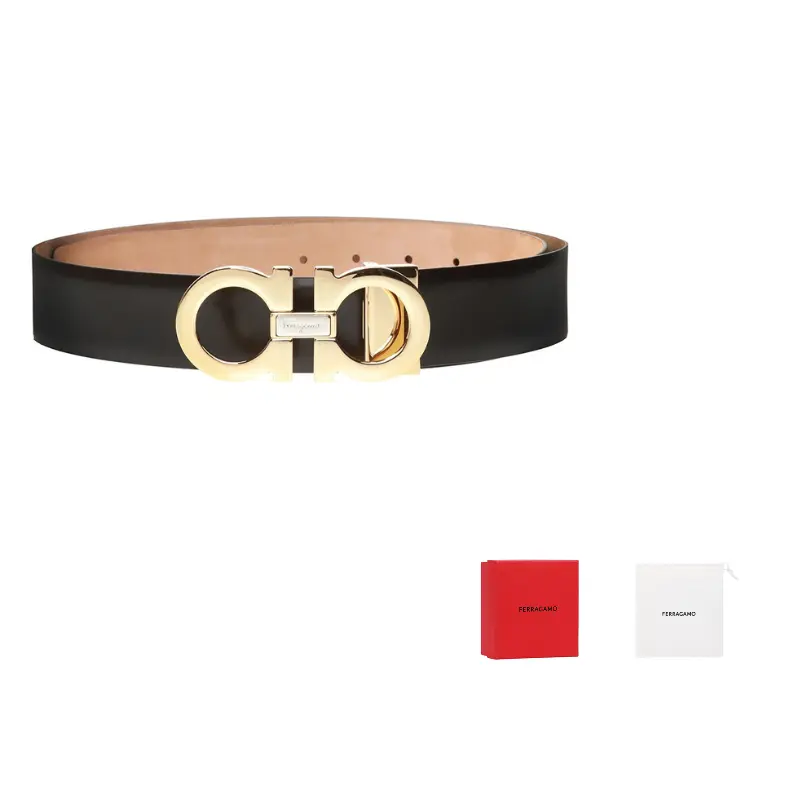 

Ferragamo Кожаный ремень из коровьей кожи мужской черный 35CM
