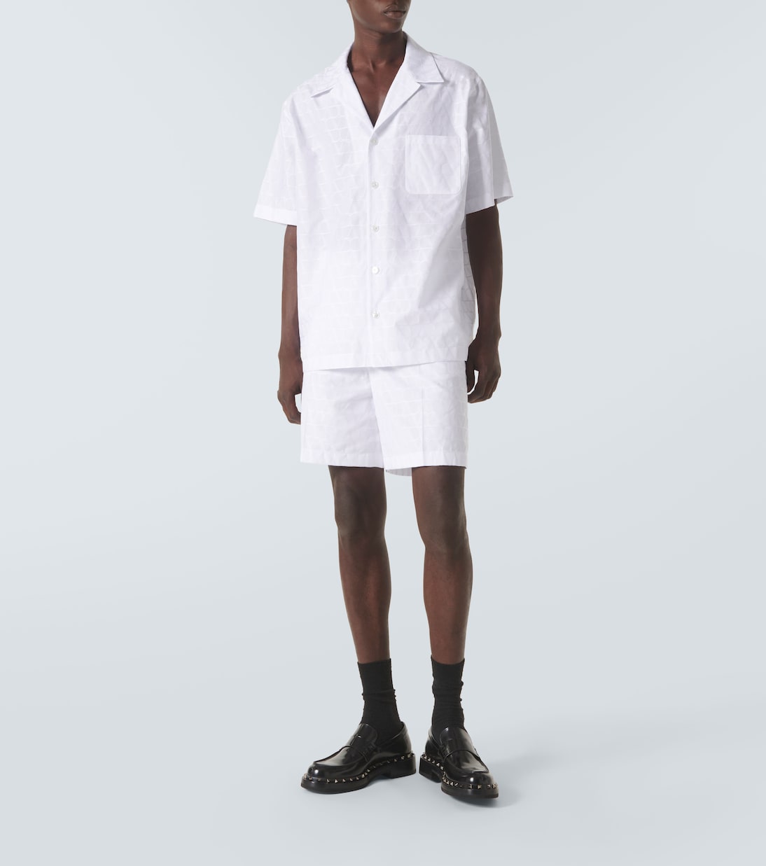 Шорты из жаккардового хлопкового поплина Valentino, St. Toile Iconograph Bianco — фото 2