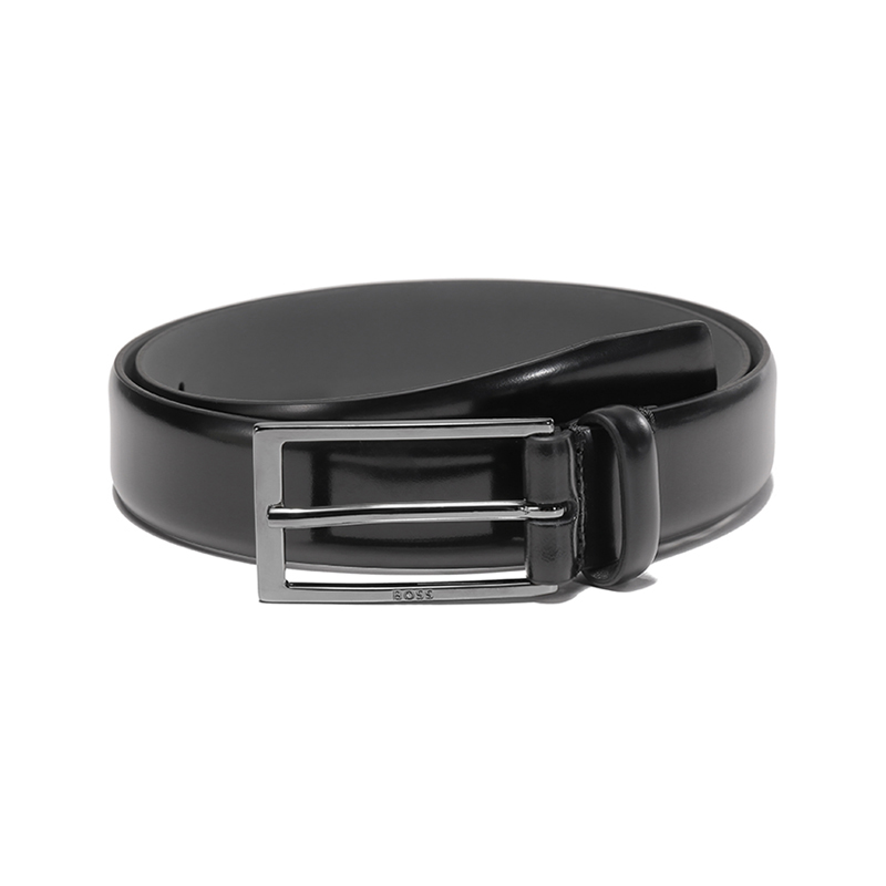 

HUGO BOSS Кожаный ремень мужской черный, Black