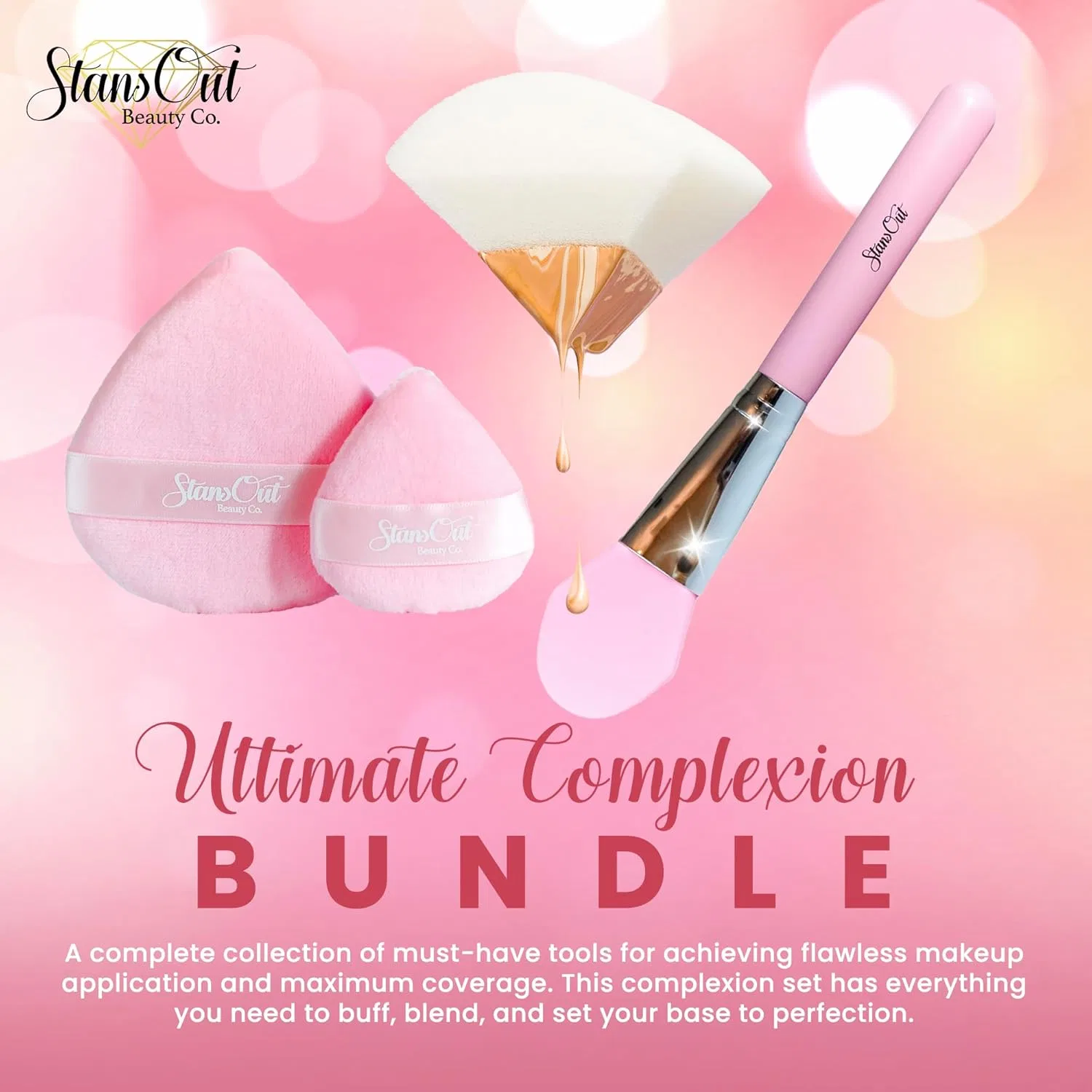Набор кистей для макияжа StansOut Ultimate Complexion Bundle, 3 предмета, белый Stansout Beauty Company — фото 2
