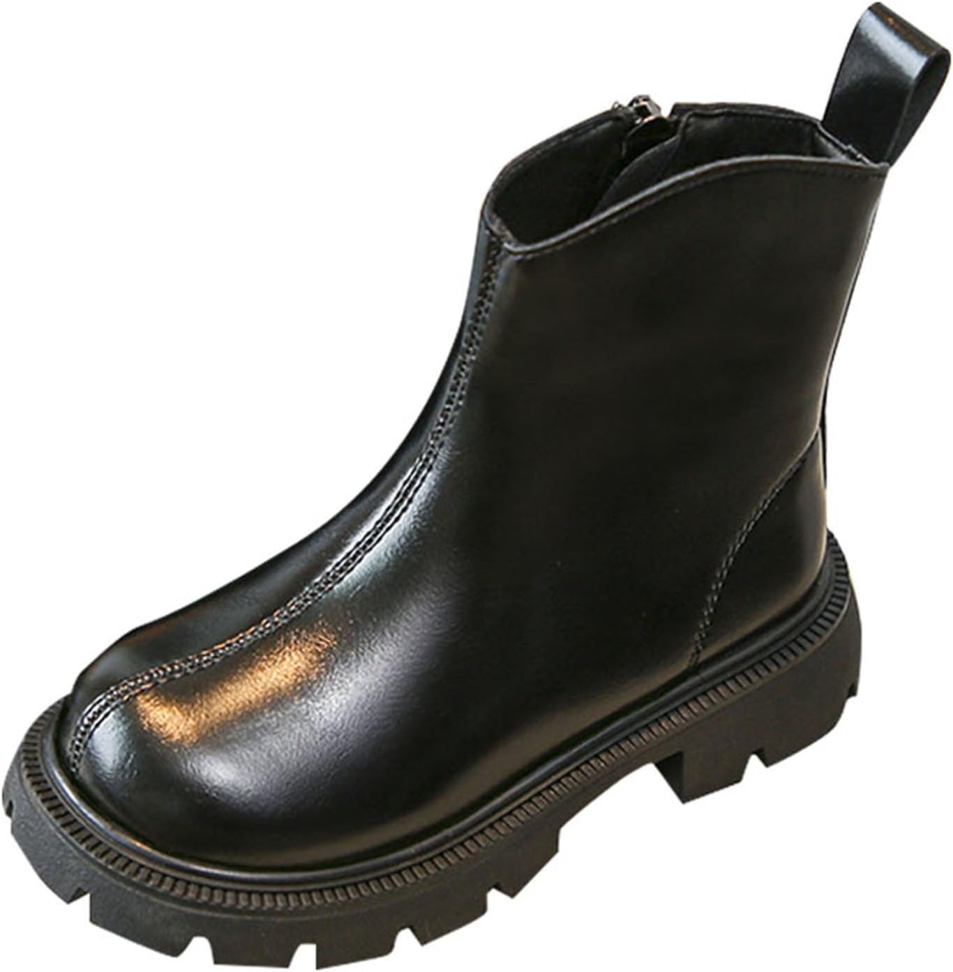 

Детские ботинки для девочек с протекторной подошвой, боевые, с боковой молнией, противоскользящие, легкие, водонепроницаемые, утепленные зимние ботинки Generic, Black