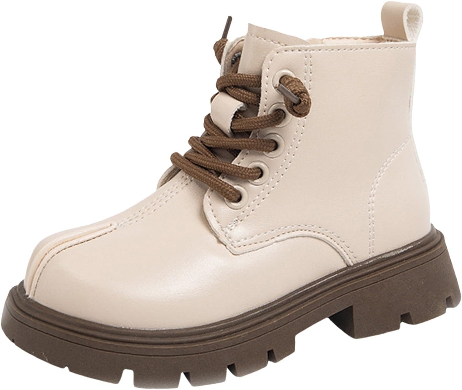 

Детские боевые ботинки на шнуровке, закрытые, с круглым носком, короткие, модные, противоскользящие, на шнуровке, для работы на улице, зимние снежные ботинки JEUROT, Beige