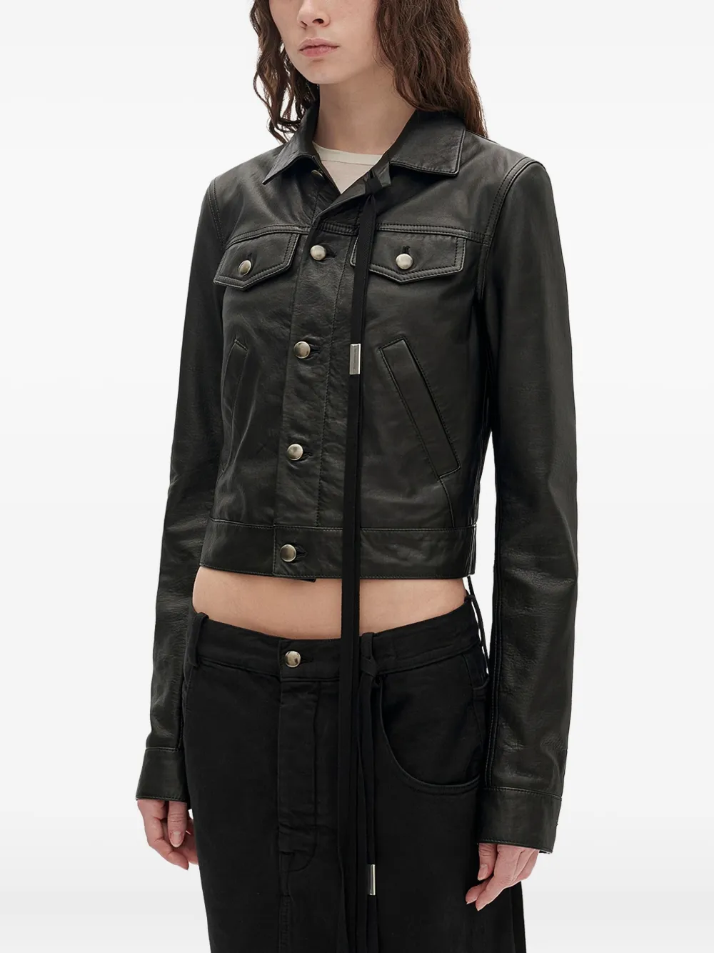Структурированная кожаная куртка Ann Demeulemeester, зеленый — фото 3