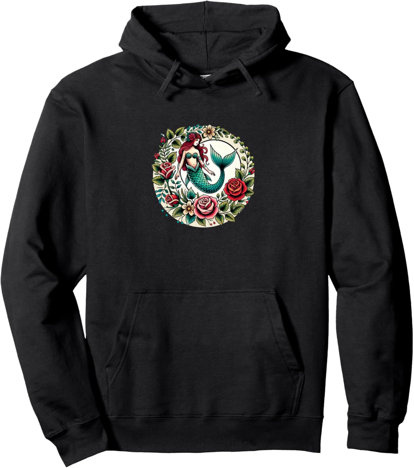 

Худи с татуировкой русалки Retro Mermaid Seas Snugg, черный