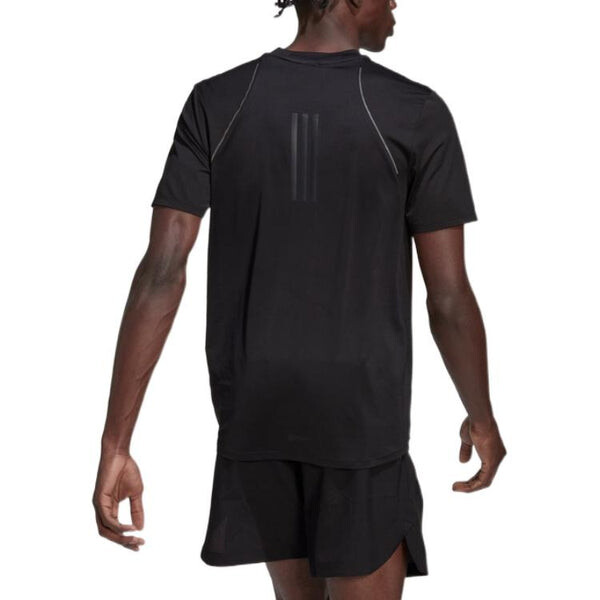 Футболка Men's adidas Solid Color Logo Printing Round Neck Hygroscopic Quick Dry Sports Short Sleeve Black T-Shirt, черный — фото 3
