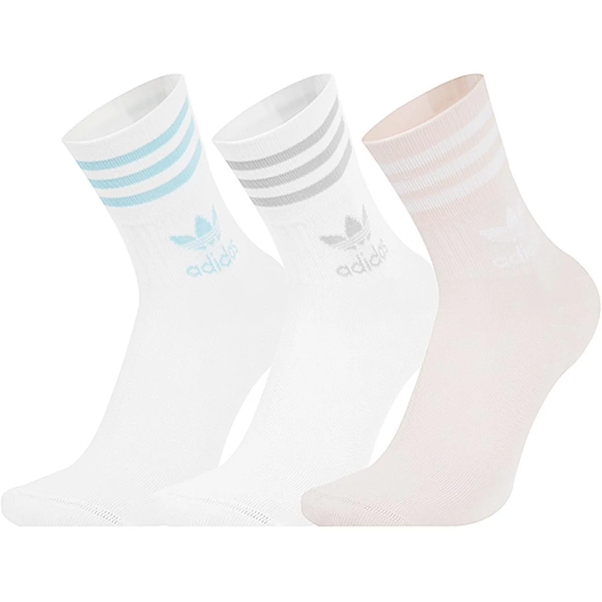 Носки Mid Cut Crew Unisex, набор из 3 пар Adidas Originals, 3 Pack (White+White+Wonder Quartz) — фото 2